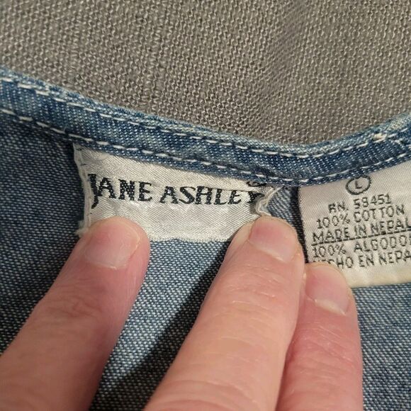 Jane Ashley VTG Denim Embroidered sunflower dress LG grannycore cottagecore boho - Picture 9 of 10